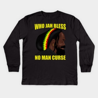 Who Jah Bless Rasta Reggae Rastafari Kids Long Sleeve T-Shirt